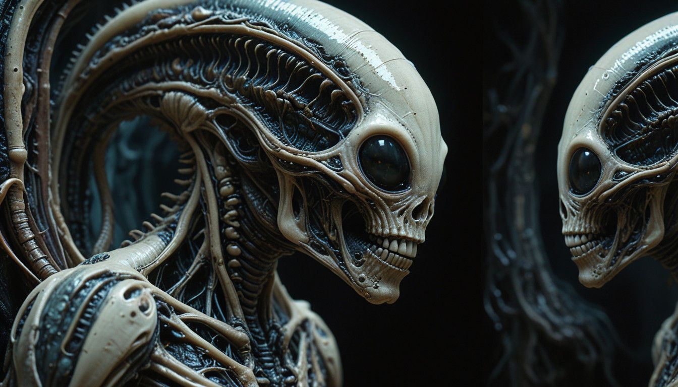 Surrealistic Alien Embryo, in Dark, Gothic Art Style