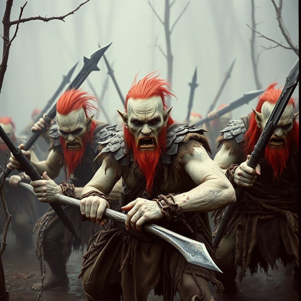 Gritty Ogre Warband in a Murky Swamp