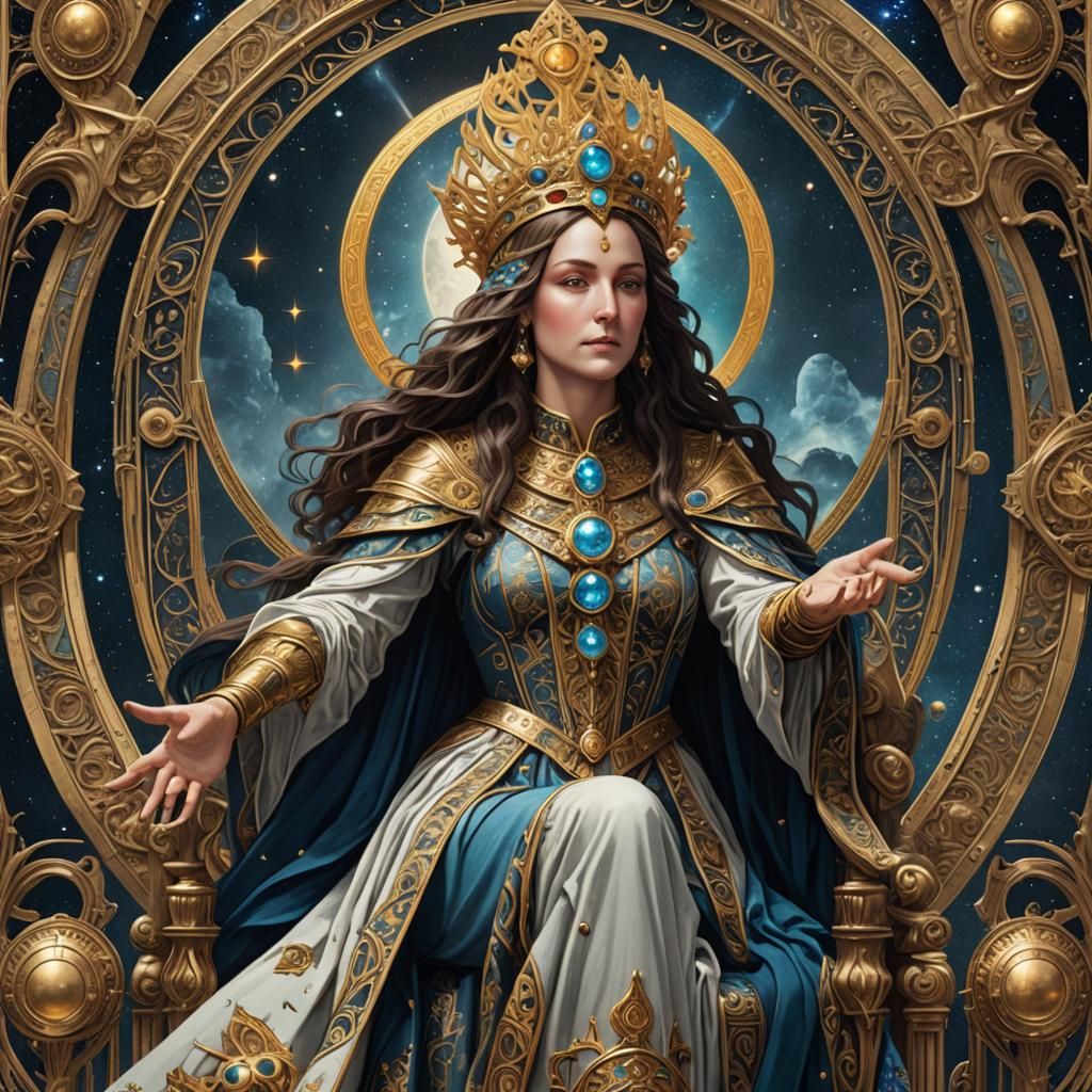 High Priestess Tarot Card in Renaissance Style