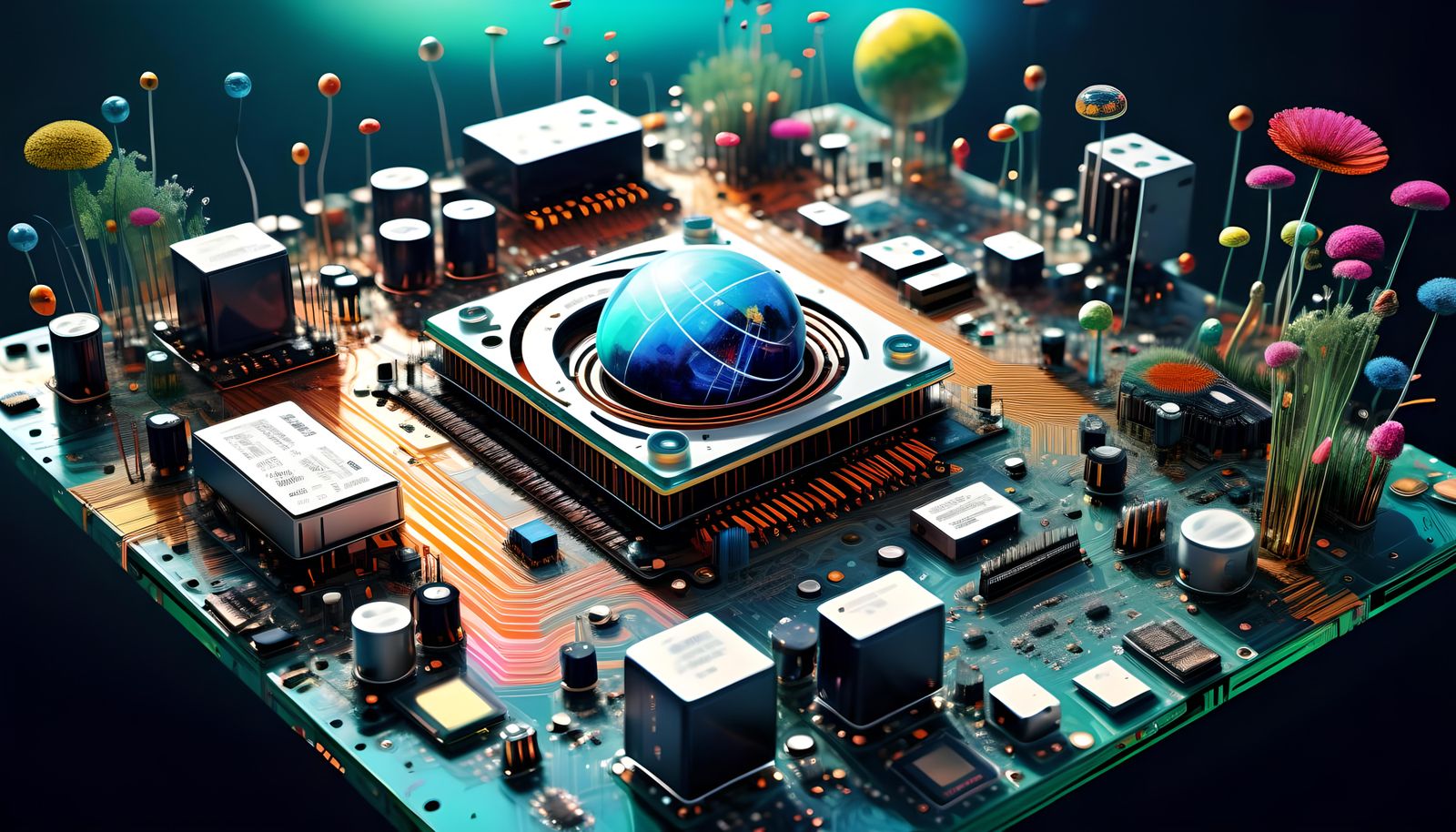 Planet Surface Made of Electronics in Photorealistic Style