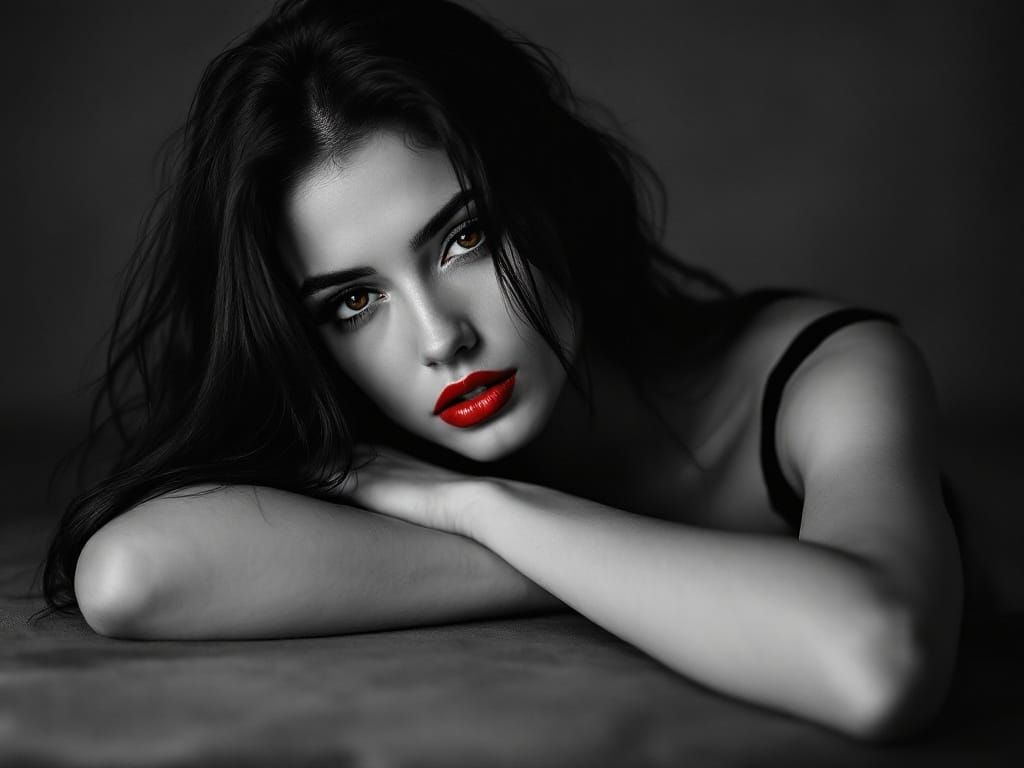 Moody Red-Hued Portrait with Cinematic Lighting