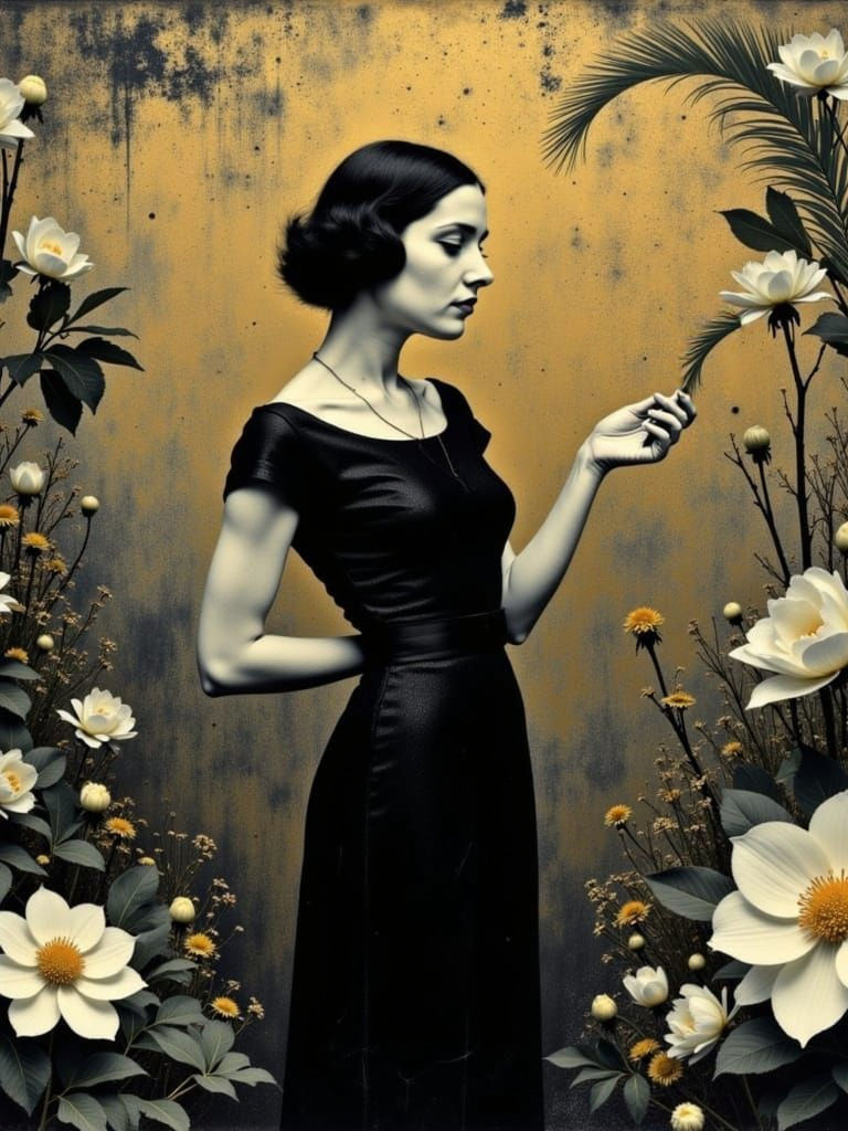 Textured Portrait in Art Deco Style