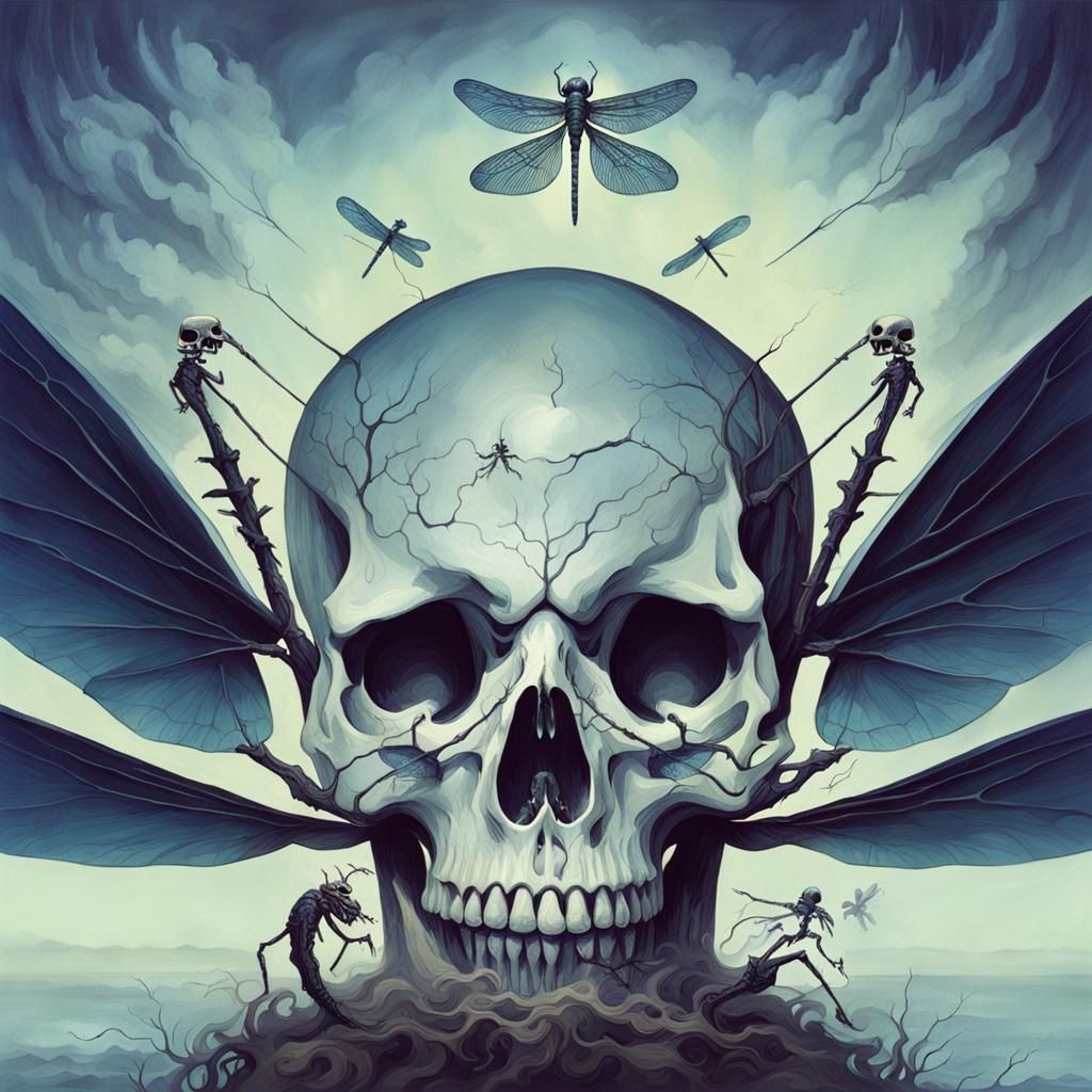 This symbol is a dragonfly combined with a skull.  It is qui...