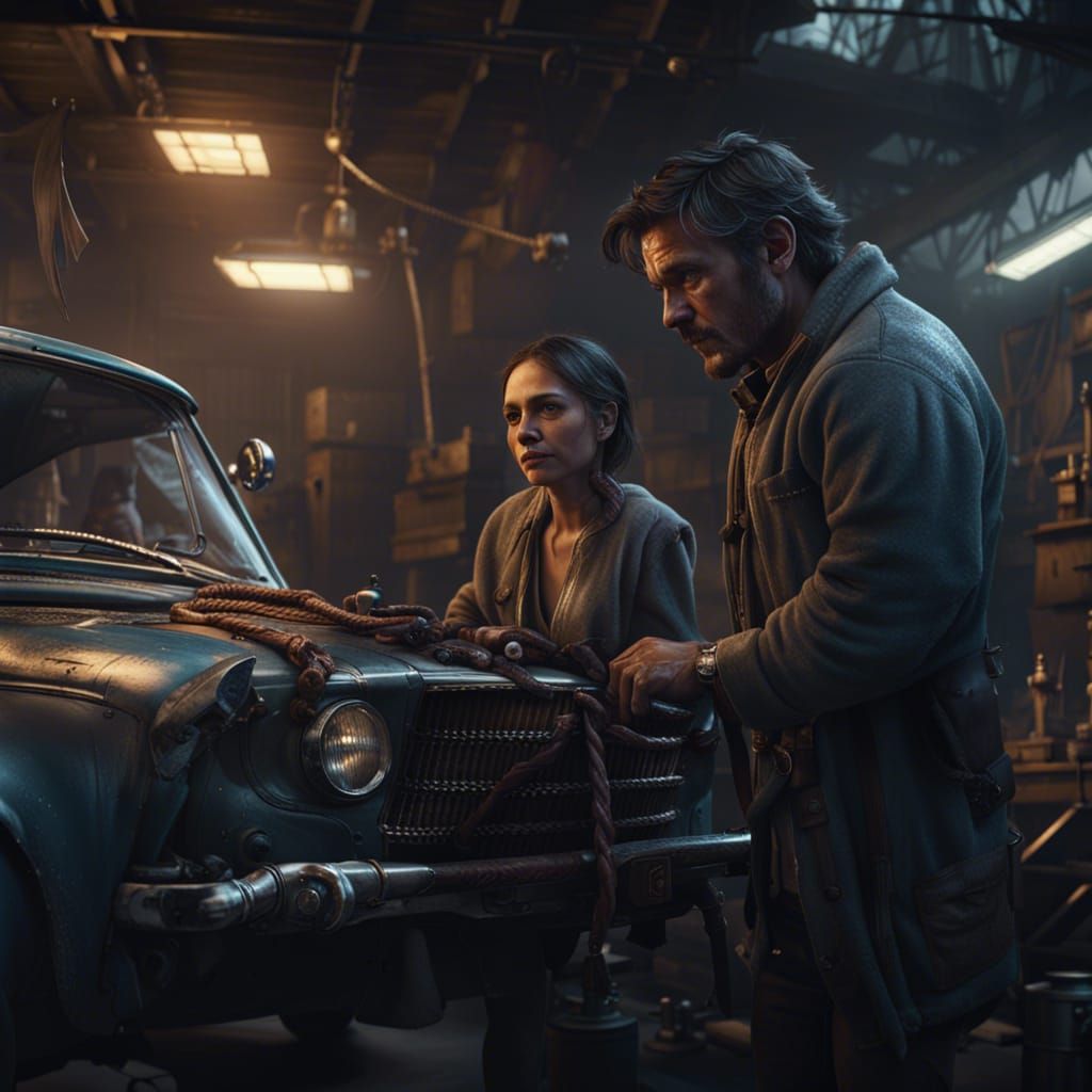 Pedro Pascal and Zoe Saldaña, Car Mechanics, Fantasy Art