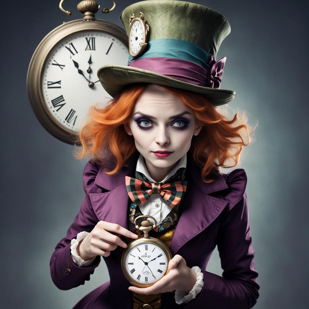 Cute Female Mad Hatter with Pocket Watch