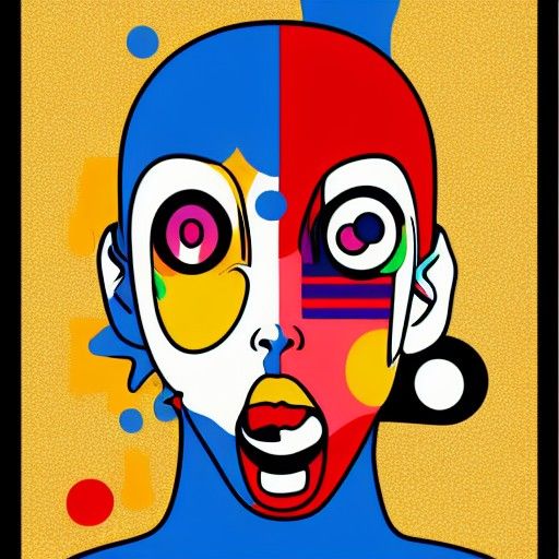 Ahegao Pop Art in Geometric Bauhaus Style