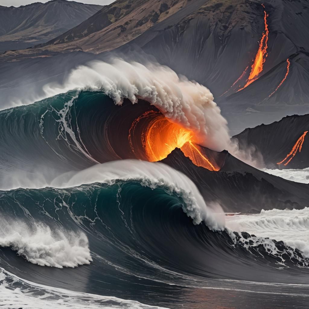 (Big wave Surfer:1.9) shreds a volcanic wave with explosive ...