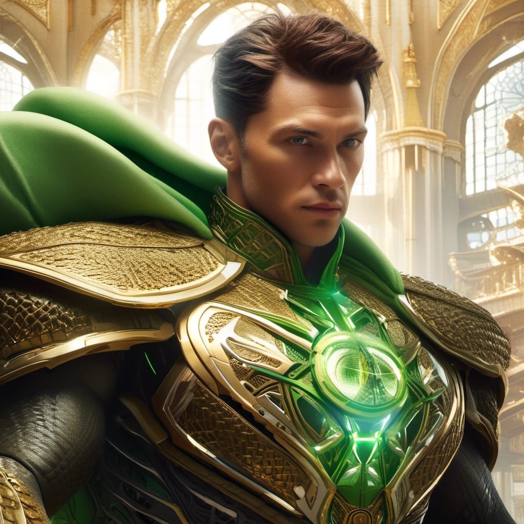 Red Dragon and Woman, Green Lantern in Space