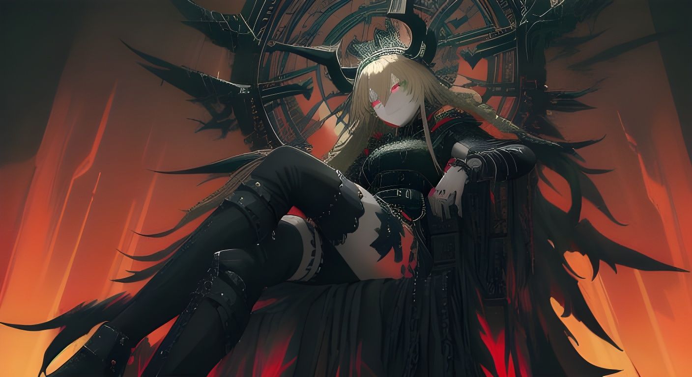 Viking Gothic Queen Reigns in Neon Throne of Feathers