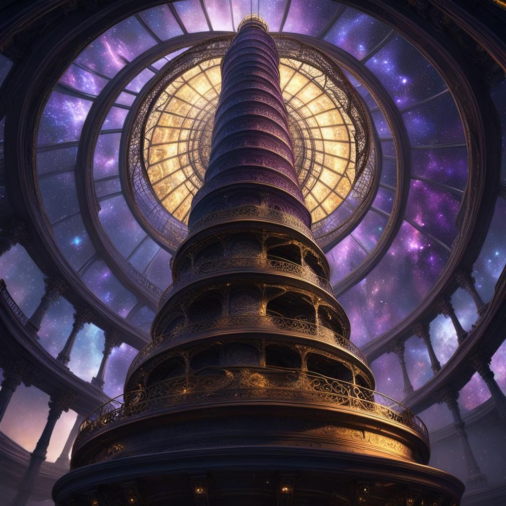 Ethereal Metal Tower Reaching for the Stars