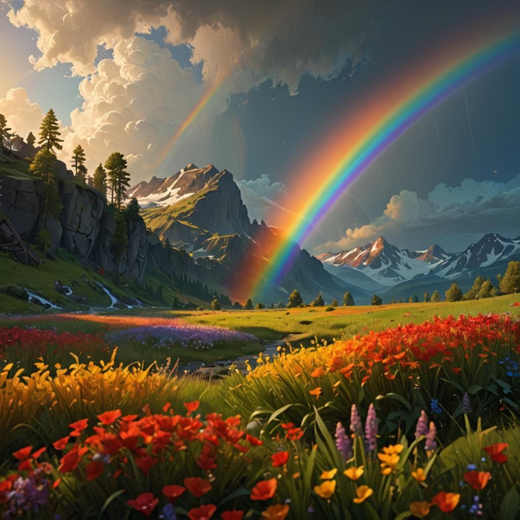 Rainbow Pride Landscape in Digital Art Style