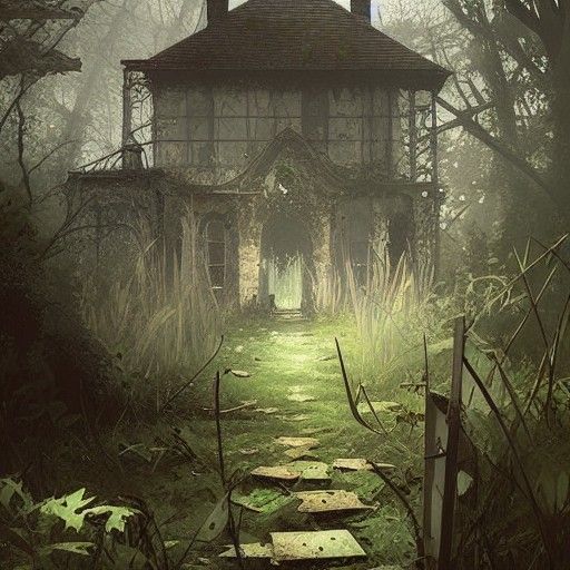 Sinister Overgrown Garden: A Dark Fantasy Landscape