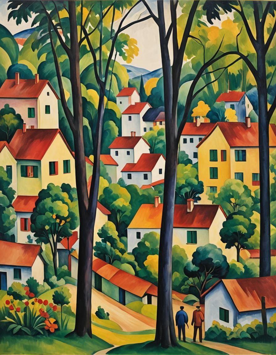 Matte Oil Painting in the Style of August Macke