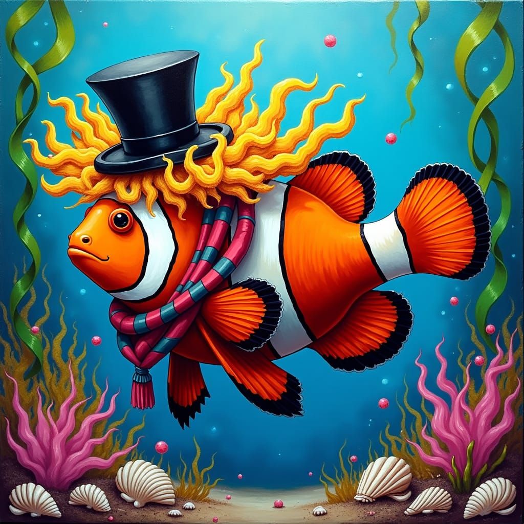 Clown Fish in Graffiti Splash Art Style