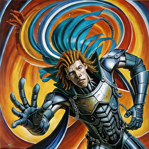 Synthwave Wyrm Zentangle Design