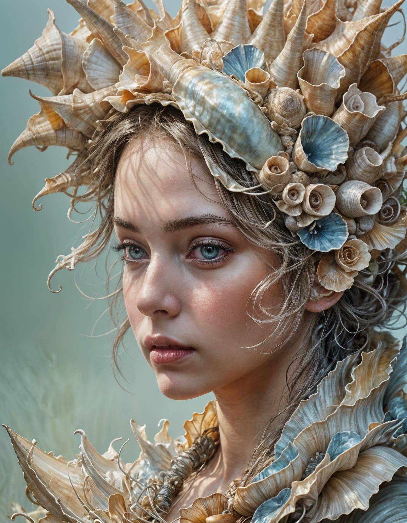 Girl in Snail Shell Hat Portrait
