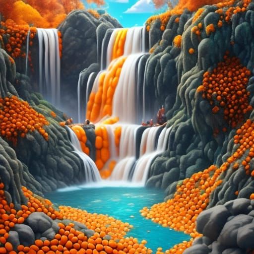 Autumn Candycorn Waterfalls with Tiny Sprites