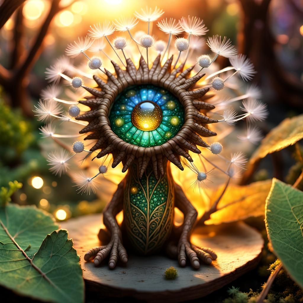 Adorable Dandelion Mole-Rat Newborn in Backlit Forest