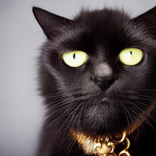Charming Black Cat Portrait in Professional Style