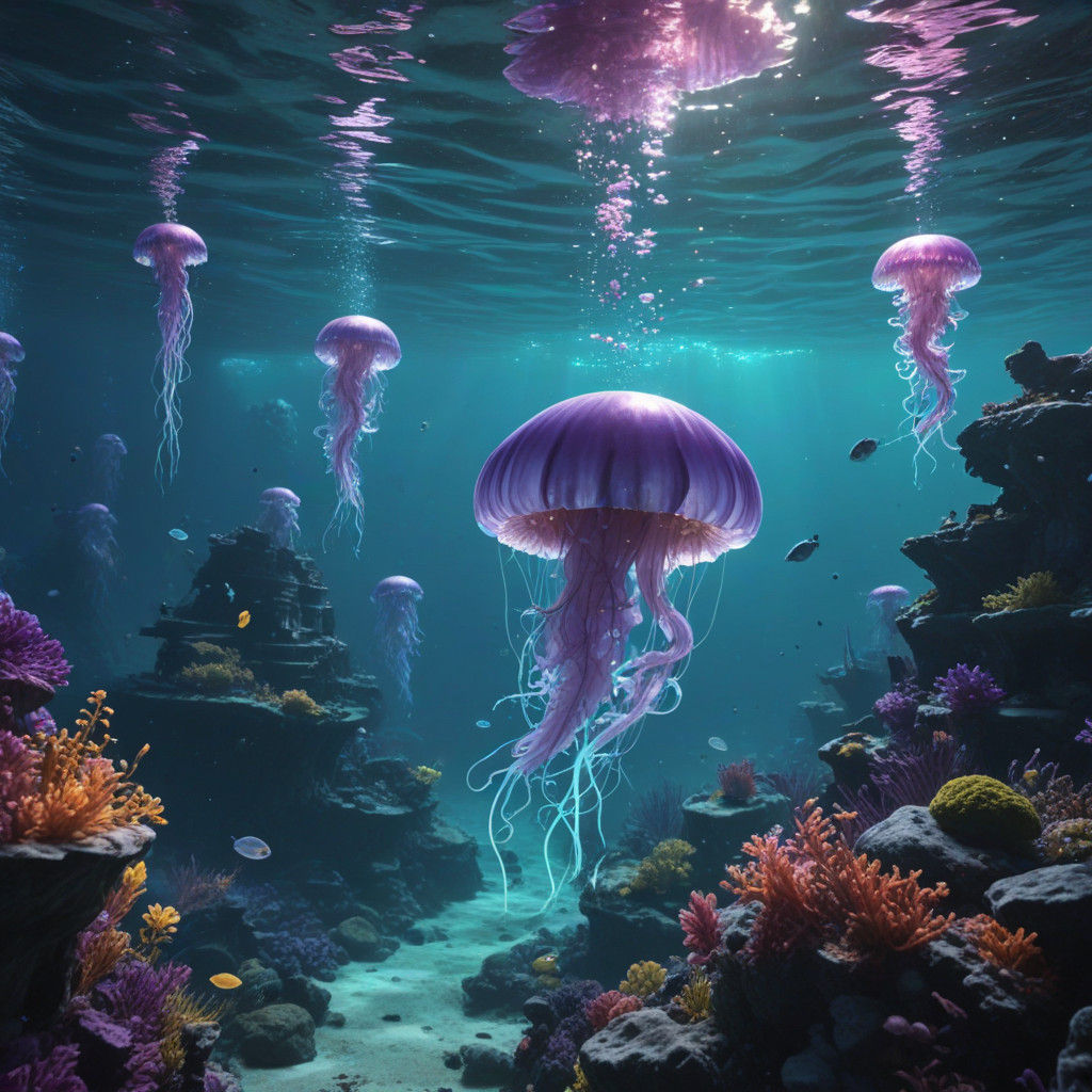 Glowing Oceanic Paradise with Radiant Treasure