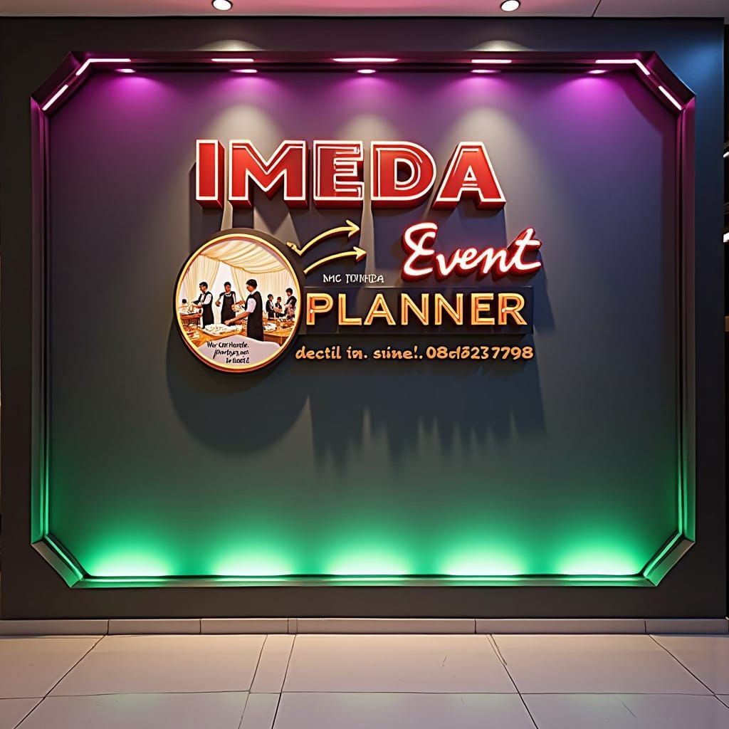 Modern 5D Logo for Event Planner on Geometric Wall