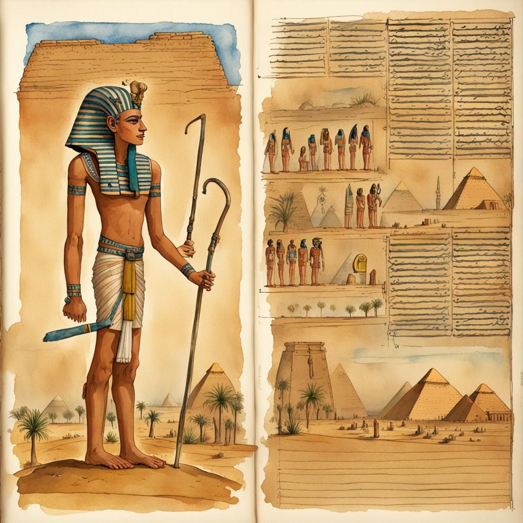 Ancient Egypt Journal Page in Watercolor Style