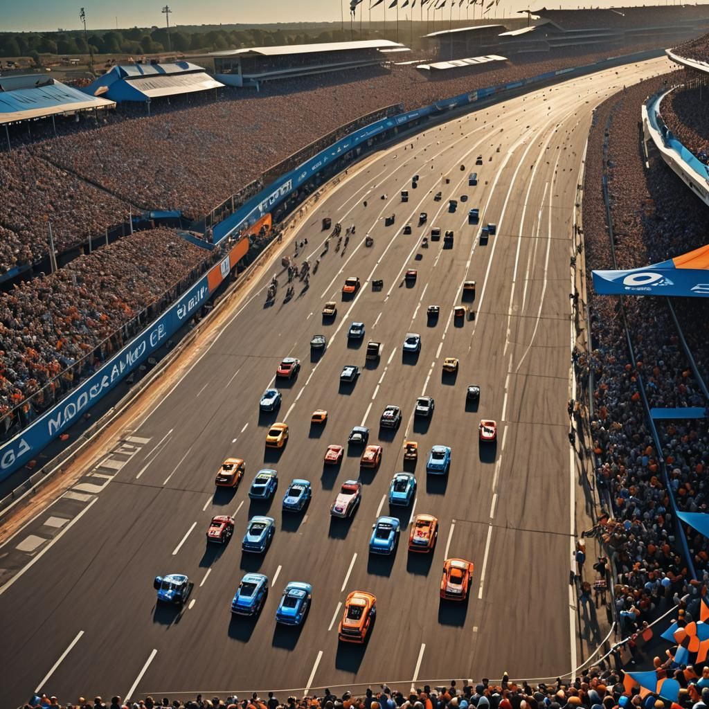 Vorticism Racing Track with Cheering Crowd