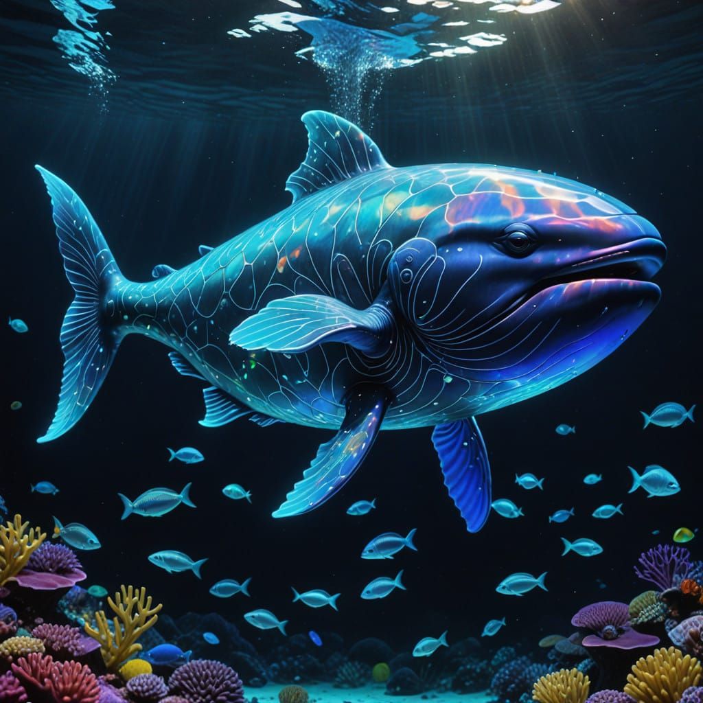 Surreal Glass Whale Illuminates Oceanic Dreamscape