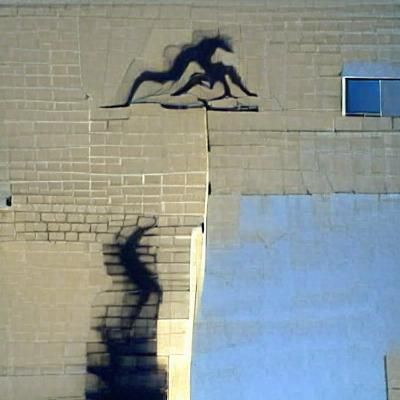 Shadow Creature Climbing a Building at Night