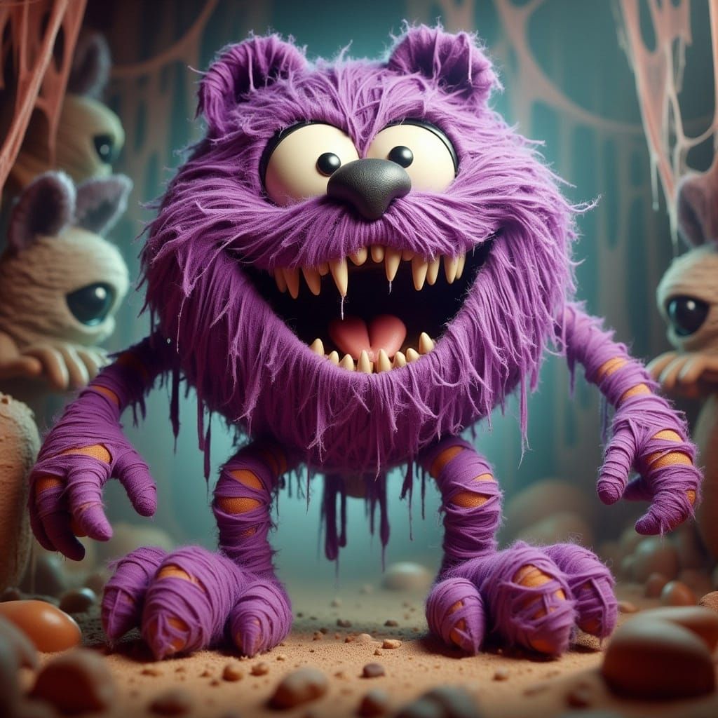 Furry Mummy in Candyland Landscape