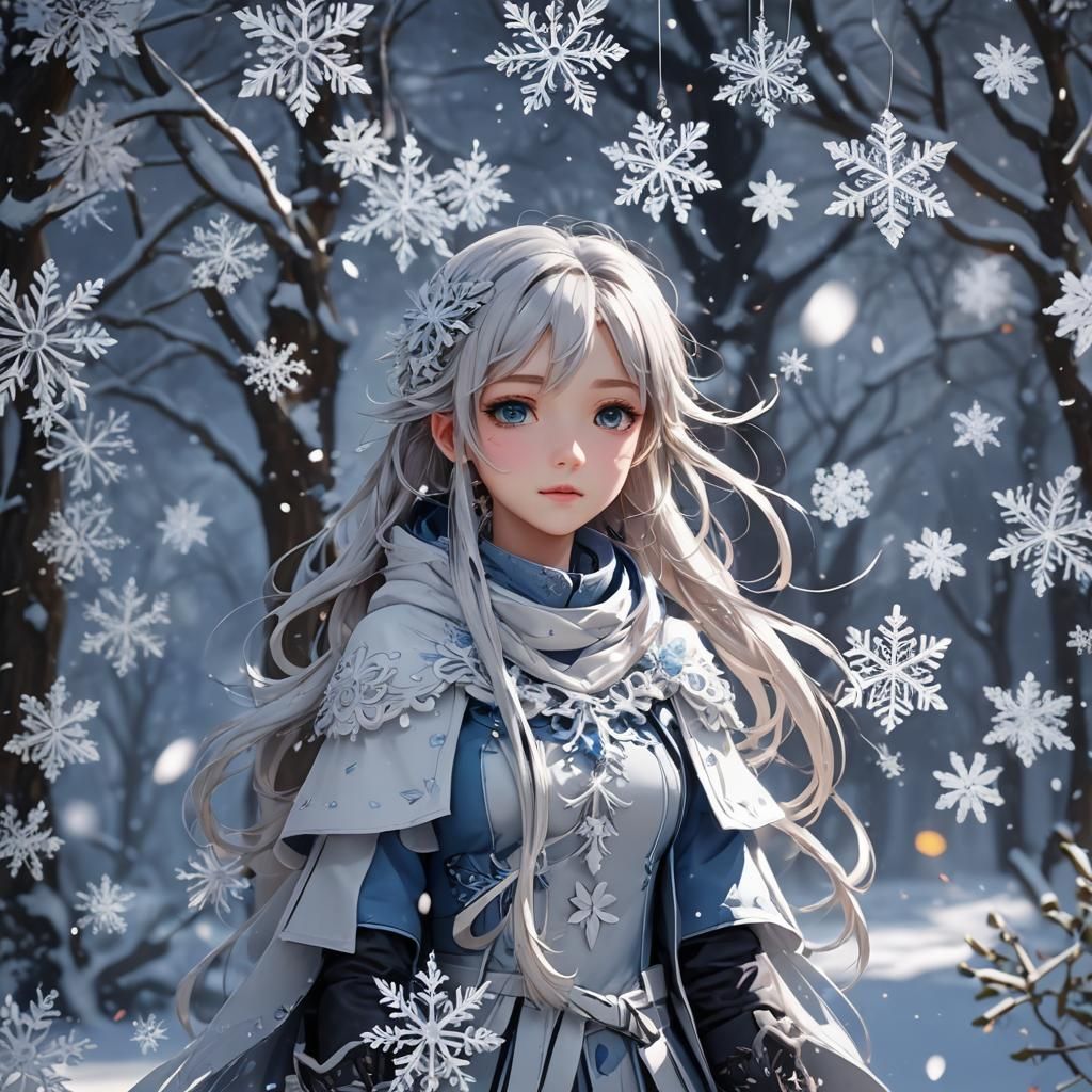 Anime Snowflakes in Detailed 3D Style
