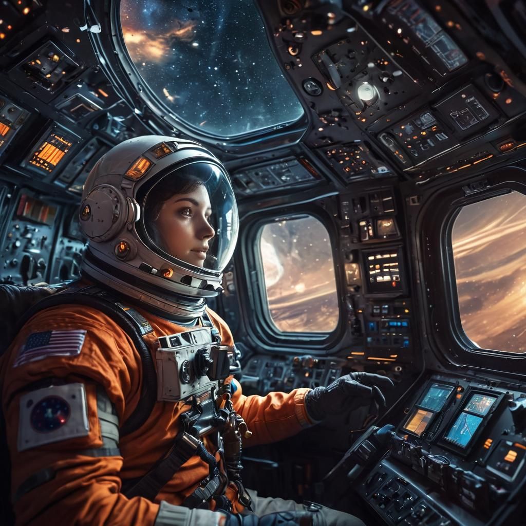 Astronaut Gazing at Stars in Space Fantasy Art