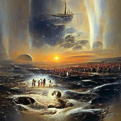 First Footprint on Alien Planet: Romantic Landscape