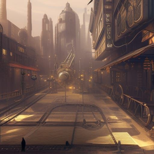 Steampunk City with Intricate Mech Details in 8K