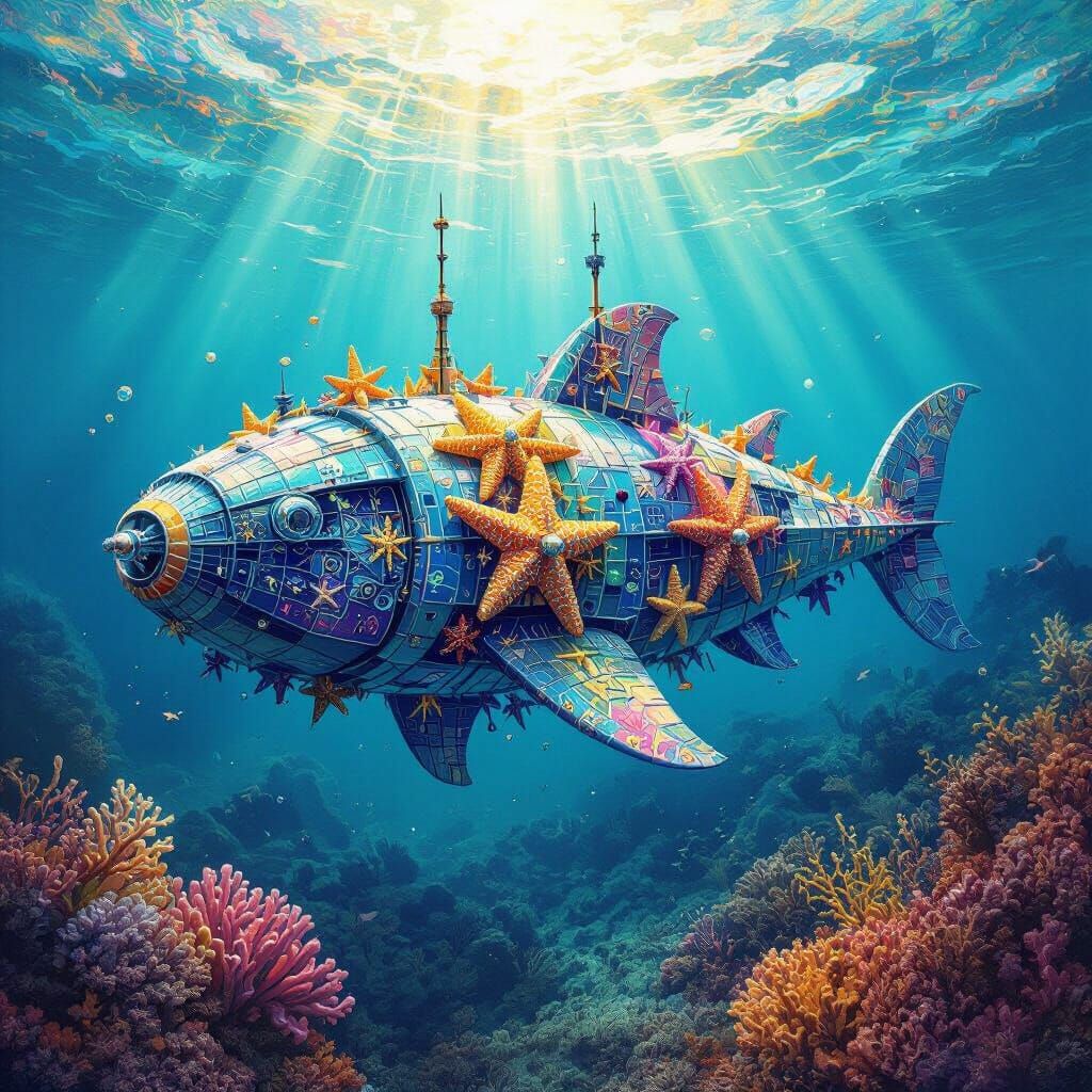 Psychedelic Math Abstraction Over Coral Reef