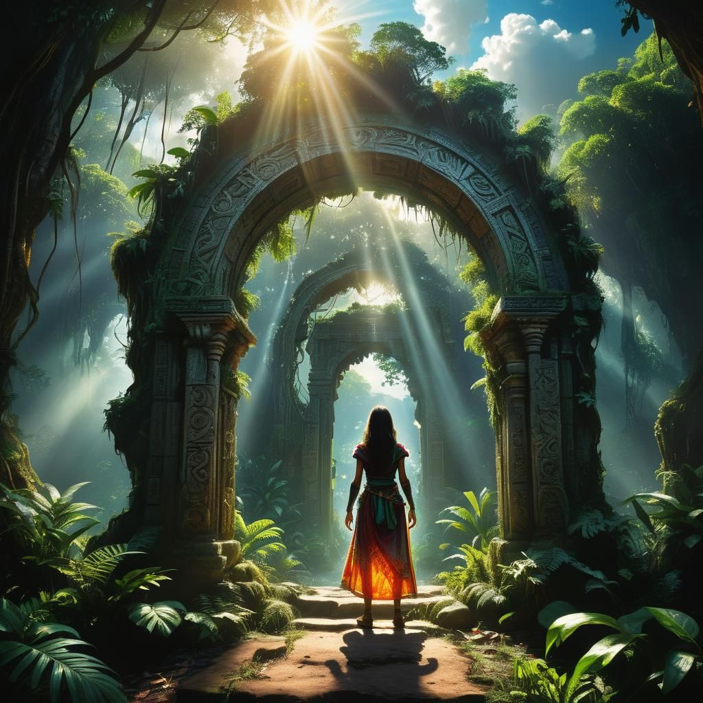 Aztec Woman in Mystical Jungle Portal