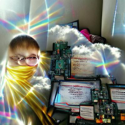 Cyberpunk Hacker Wizard in Divine Sunshine