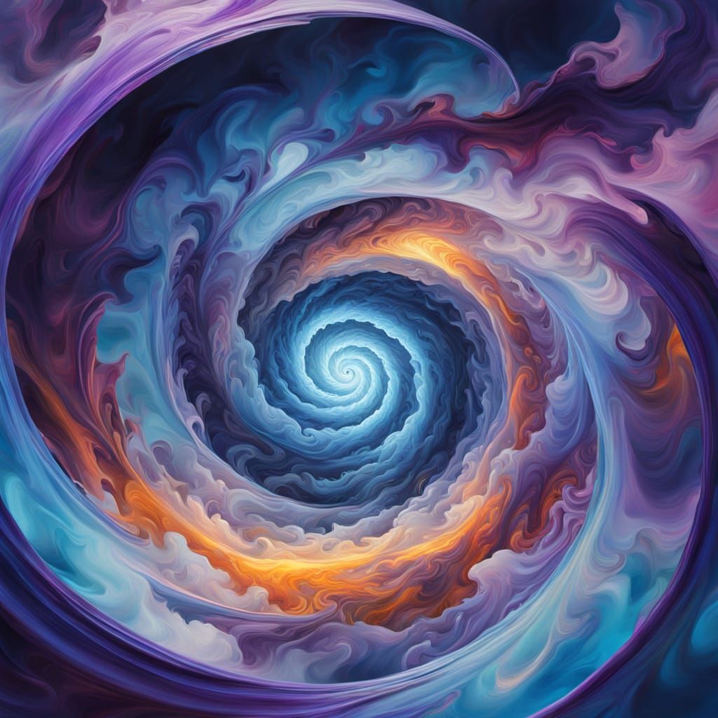 Surreal Person Travels Through Swirling Portal