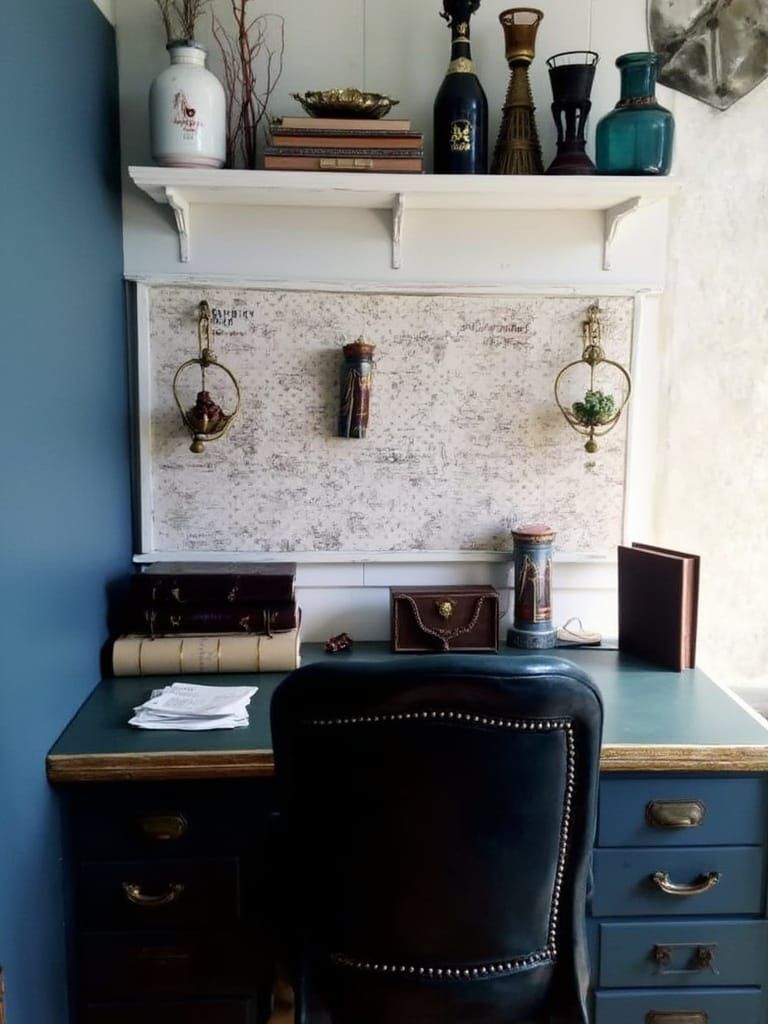 Elegant Wizarding Study in Royal Blue Hues