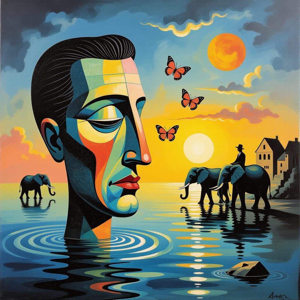 Surreal Dalí-Inspired Impasto Oil Painting of a Dreamscape