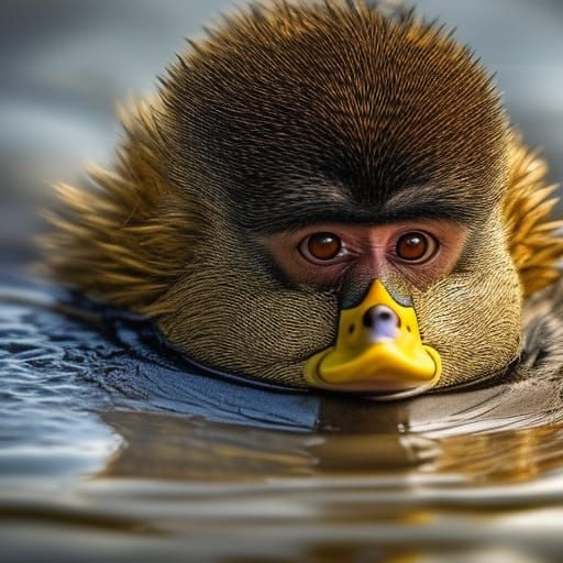 Hyperrealistic Duck-Monkey Hybrid Creature in High Definitio...