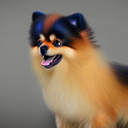 Hyperrealistic Pomeranian in Splash Art Style