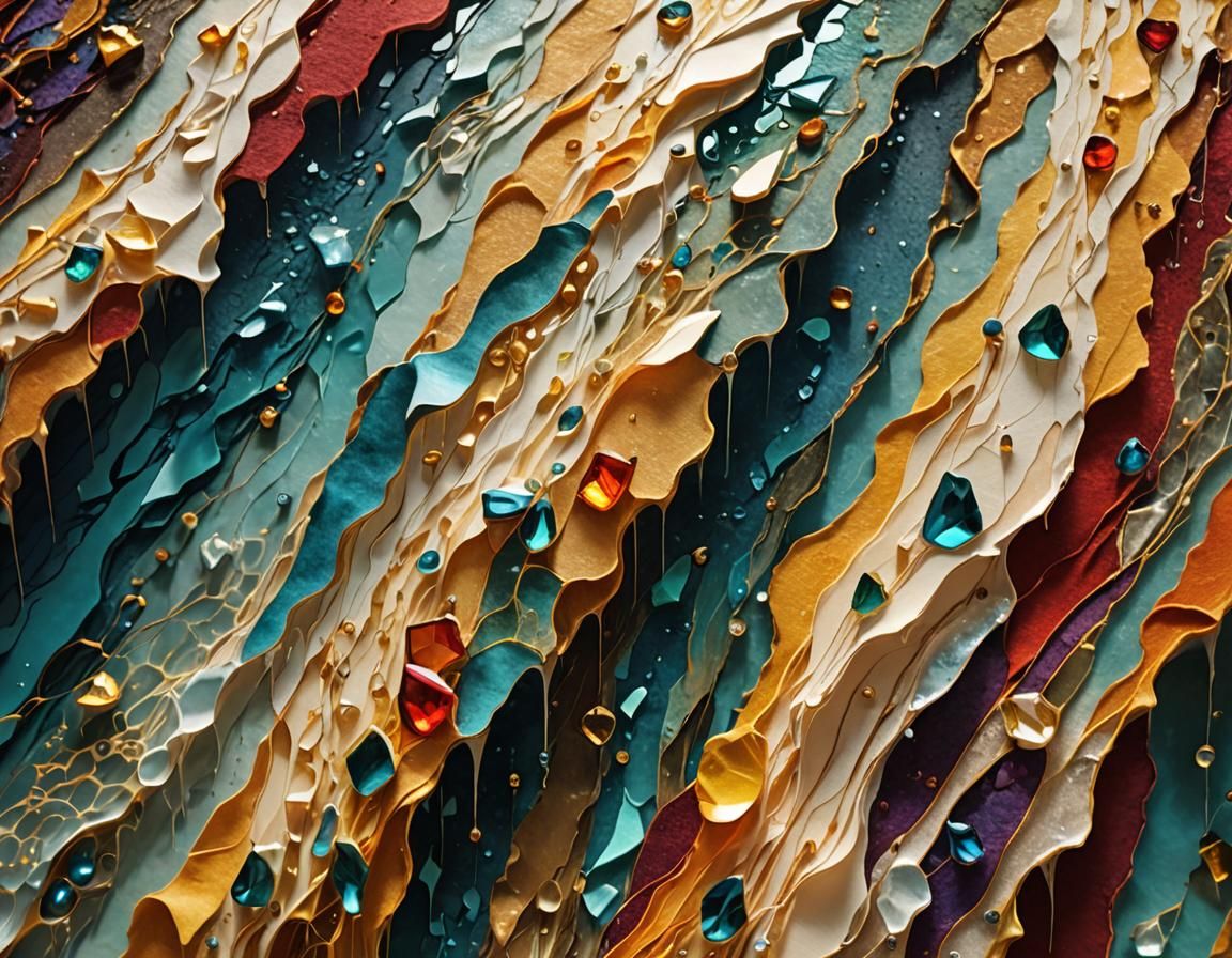 Vibrant Glass Waterfall in Surreal Digital Art