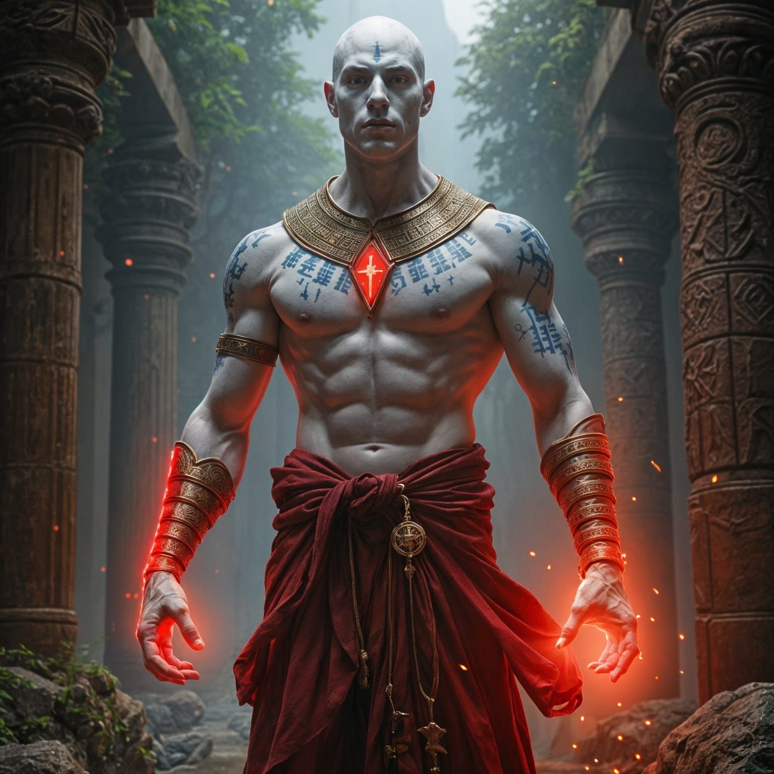 Amphibious Rune Master in Hyperrealistic Fantasy Art