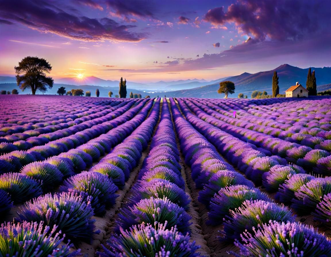 Twilight Lavender Fields: Fantasy Concept Art