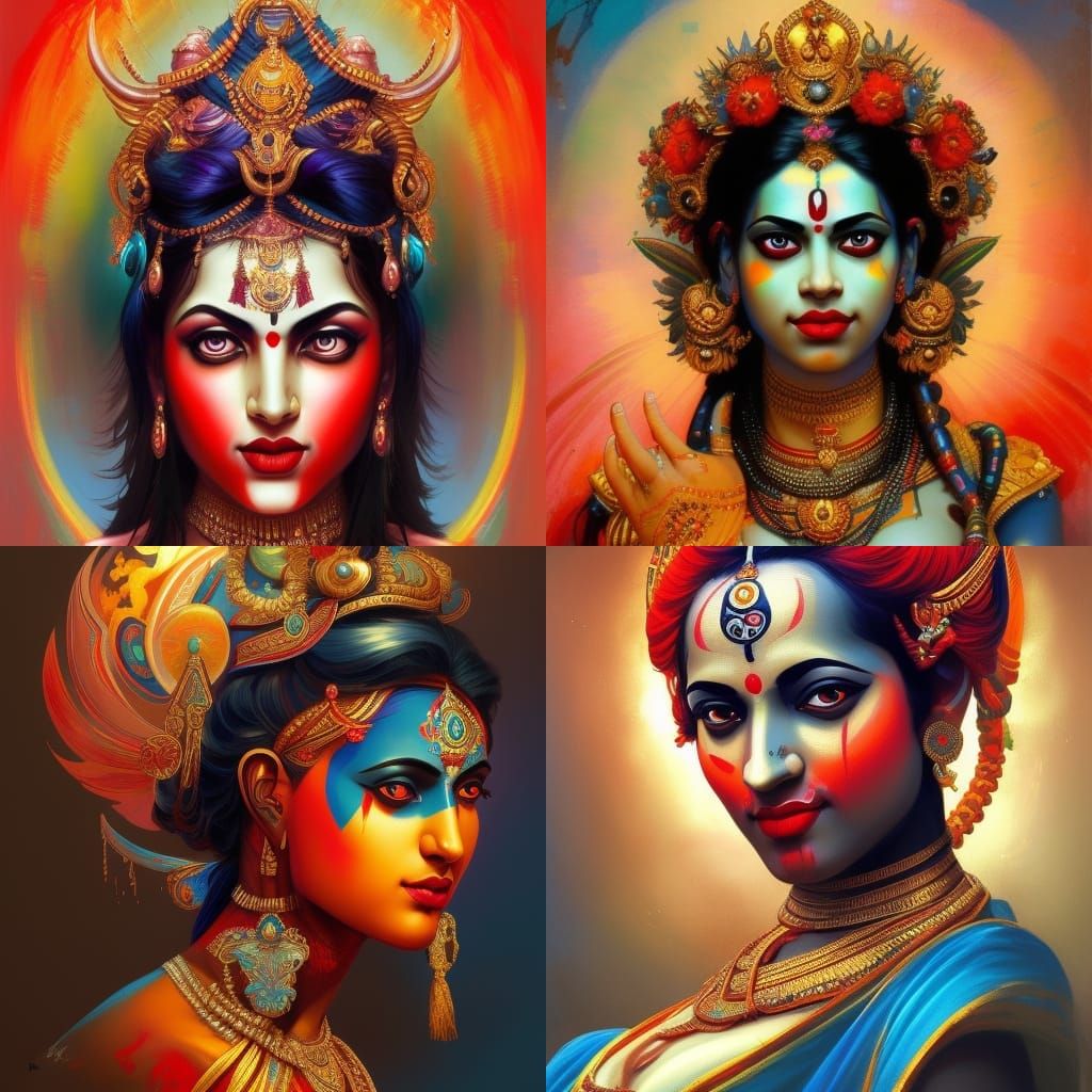 Goddess Kali Portrait in Hyperdetailed Concept Art