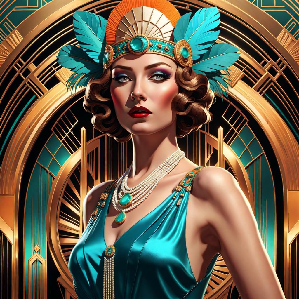 Art Deco Portrait in Roaring 20s Style