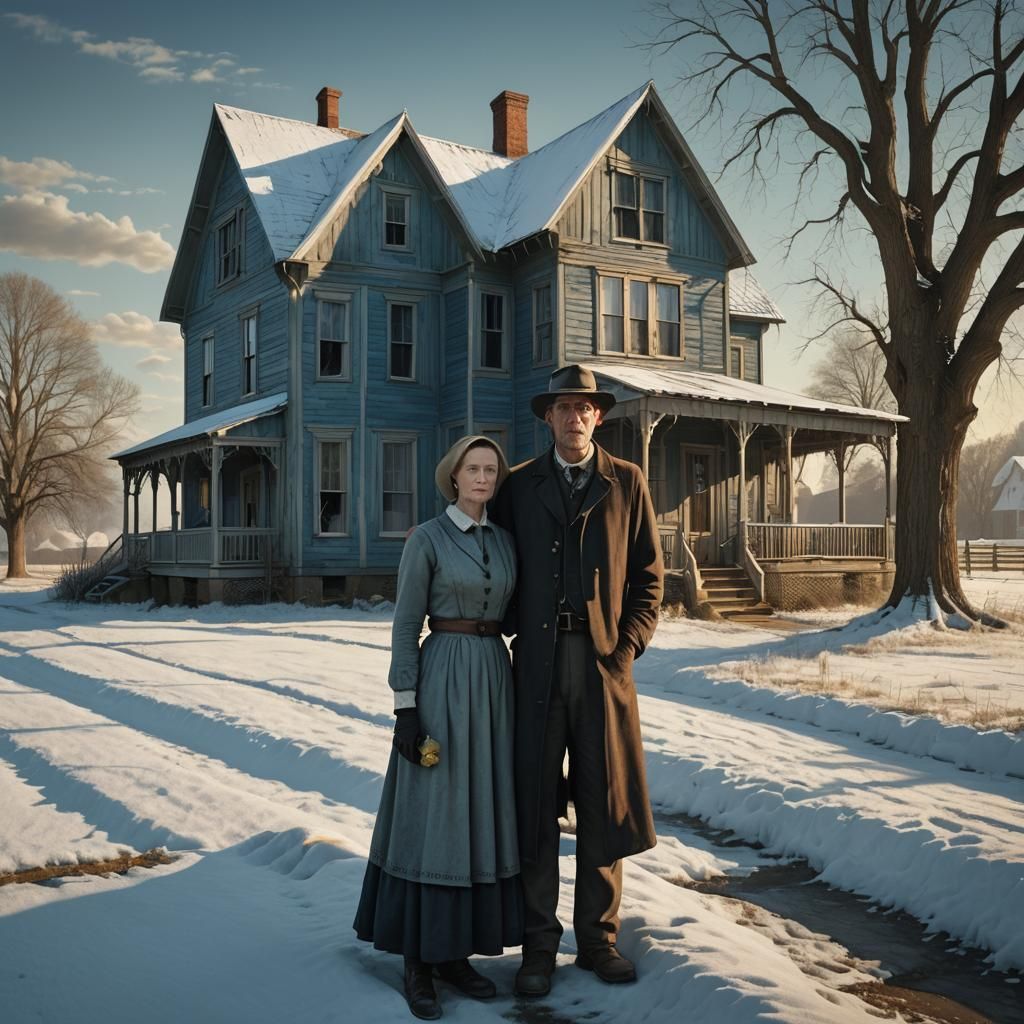 AI impression from American Gothic by Grant Wood