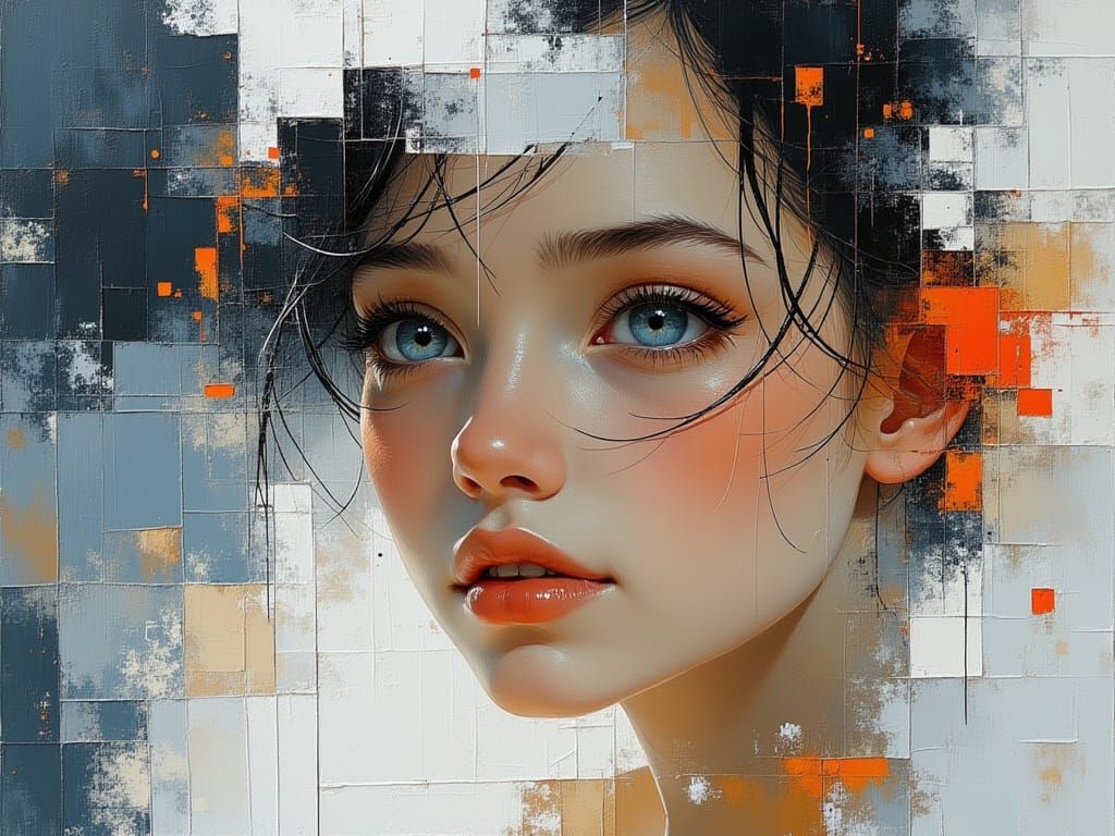 Detailed Portrait of a Woman with Ruby Accents