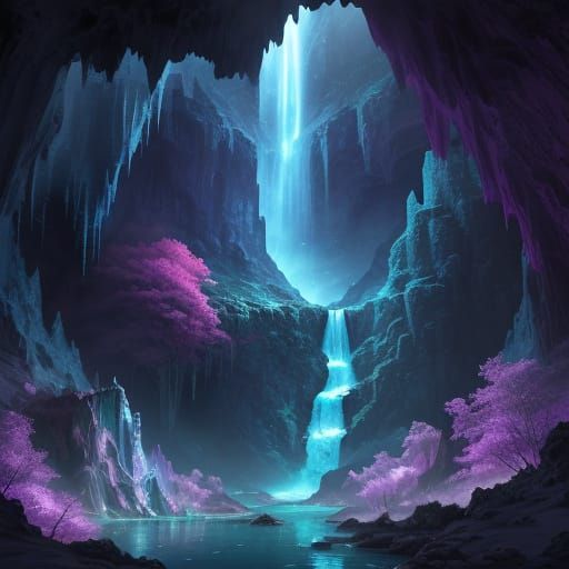 Breathtaking Crystal Cave Fantasy Landscape